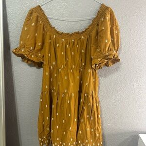 Old Navy Mustard Floral Smocked Blouse